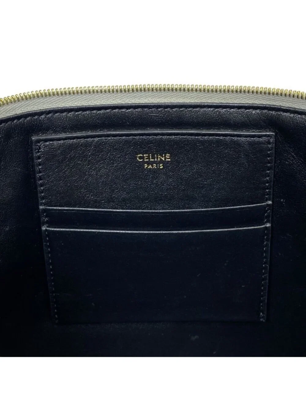 Celine C Charm Clutch Pouch Quilted Leather Silver Lightweight Capacity